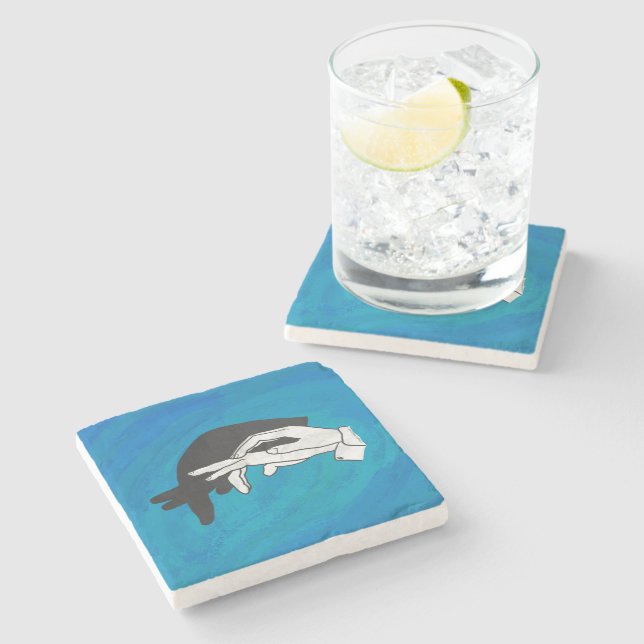 Shadow Anteater On Blue Stone Coaster (Side)