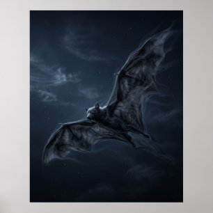 Shadow Bat Moonlit Cavern Poster