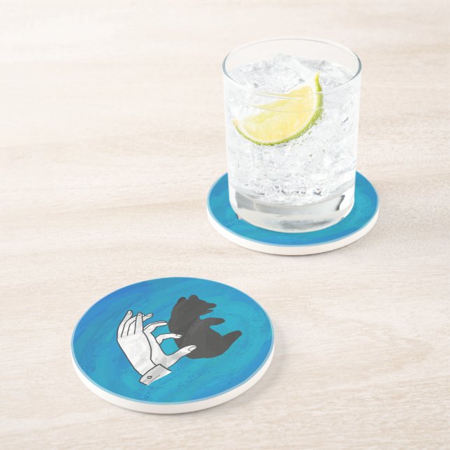 Shadow Bear Cub On Blue Coaster (Side)
