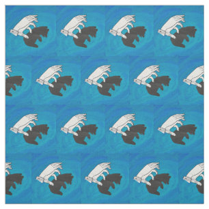 Shadow Bear Cub on Blue Fabric