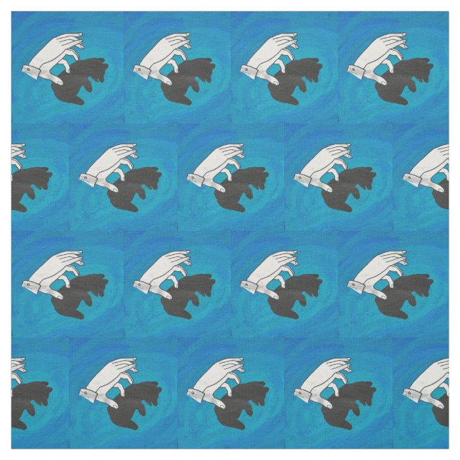 Shadow Bear Cub on Blue Fabric (Swatch)