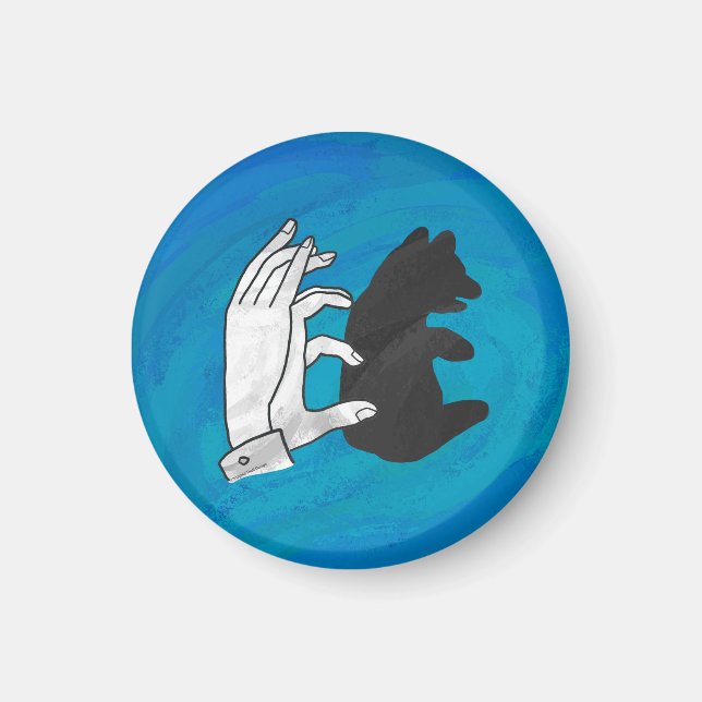 Shadow Bear Cub On Blue Magnet (Front)
