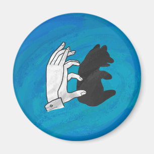 Shadow Bear Cub On Blue Magnet