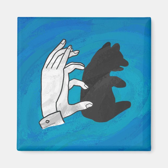Shadow Bear Cub On Blue Magnet (Front)