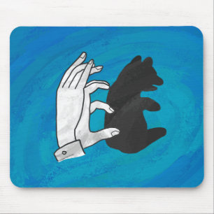 Shadow Bear Cub On Blue Mouse Mat