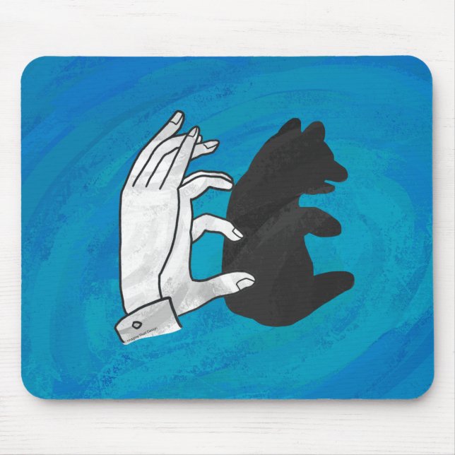 Shadow Bear Cub On Blue Mouse Mat (Front)
