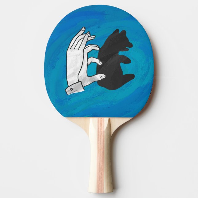 Shadow Bear Cub On Blue Ping Pong Paddle (Front)