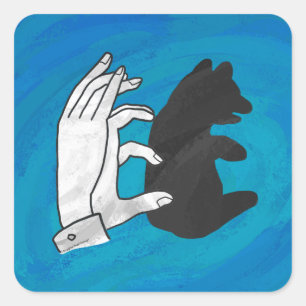 Shadow Bear Cub On Blue Square Sticker