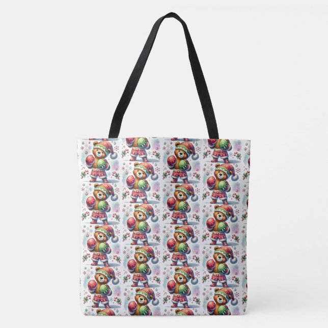Shadow Boxing Bear Tote Bag (Front)