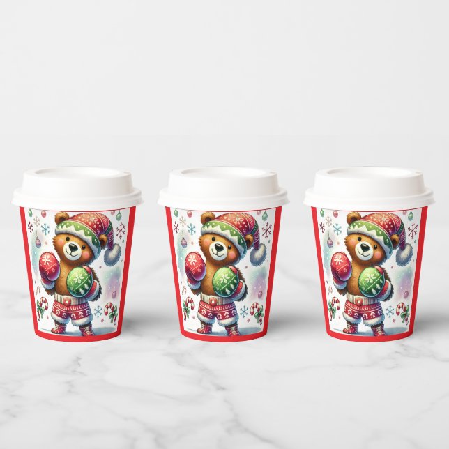 Shadow Boxing Holiday Bear Paper Cups  (Multi)