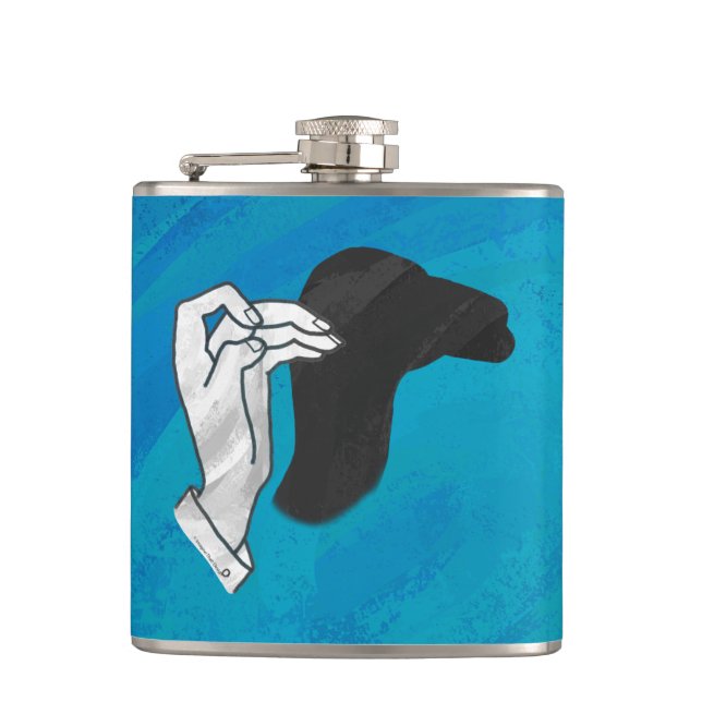 Shadow Camel On Blue Hip Flask (Front)