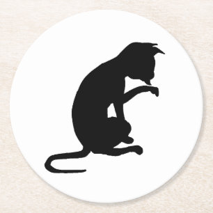 Shadow cat round paper coaster