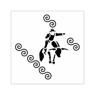 Shadow Cut Out of a Bull Rider Rubber Stamp