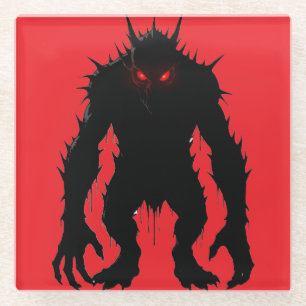 Shadow Demon Monster Red Eyes Horror gift Glass Coaster