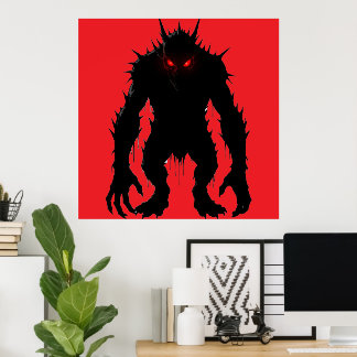 Shadow Demon Monster Red Eyes Horror gift Poster
