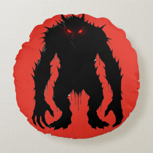 Shadow Demon Monster Red Eyes Horror gift Round Cushion