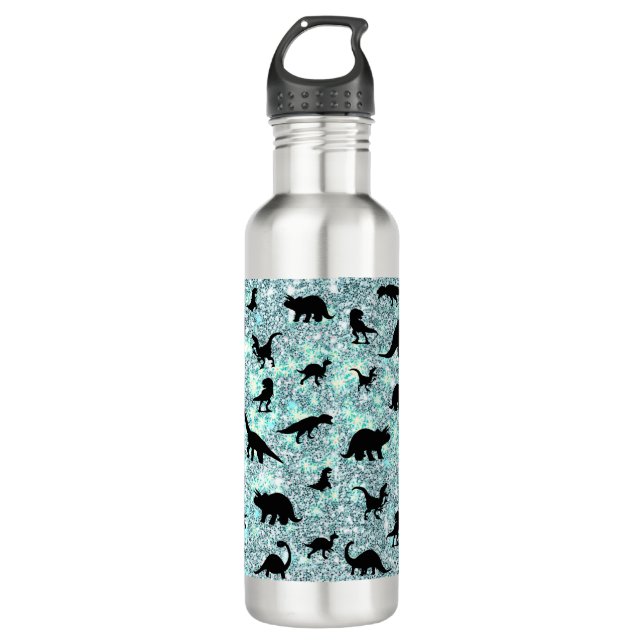 shadow dino dinosaur on gradient galaxy space 710 ml water bottle (Front)