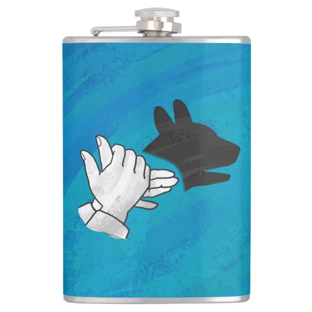 Shadow Dog On Blue Hip Flask (Front)