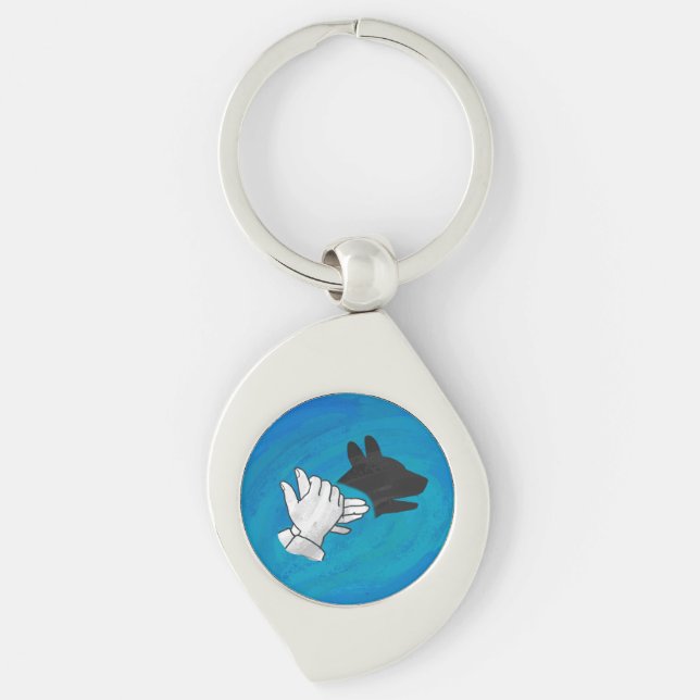 Shadow Dog On Blue Key Ring (Front)