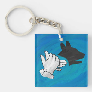 Shadow Dog On Blue Key Ring