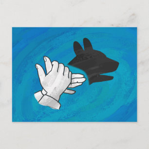 Shadow Dog On Blue Postcard