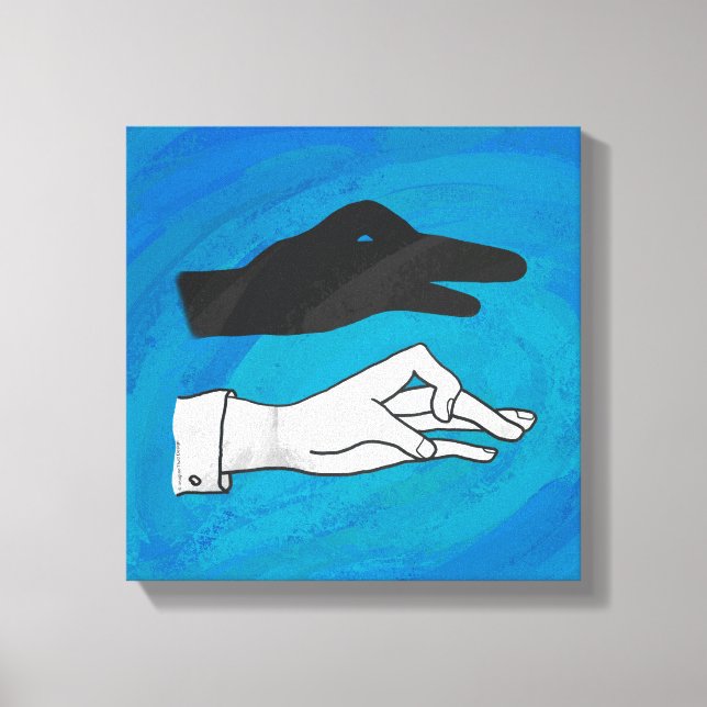 Shadow Duck On Blue Canvas Print (Front)
