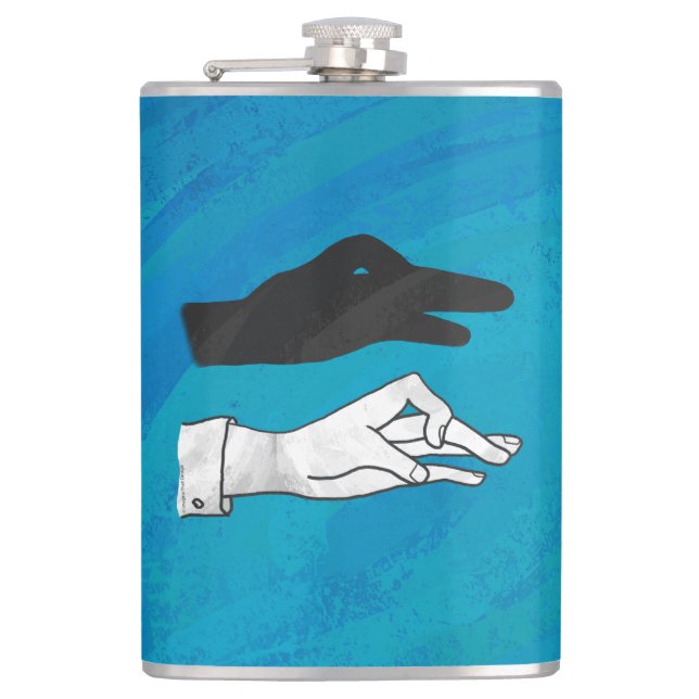 Shadow Duck On Blue Hip Flask (Front)