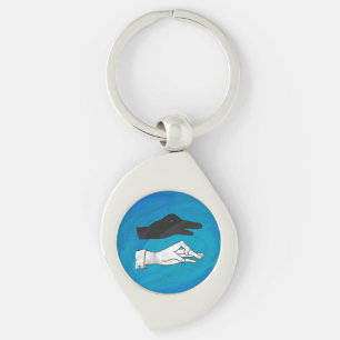 Shadow Duck On Blue Key Ring