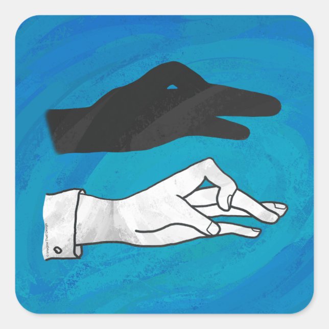 Shadow Duck On Blue Square Sticker (Front)