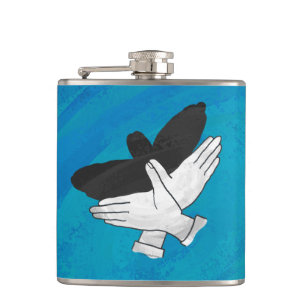 Shadow Eagle On Blue Hip Flask