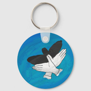 Shadow Eagle On Blue Key Ring