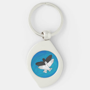 Shadow Eagle On Blue Key Ring