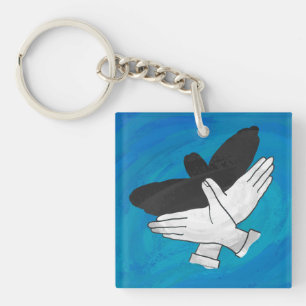 Shadow Eagle On Blue Key Ring