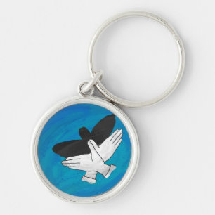 Shadow Eagle On Blue Key Ring
