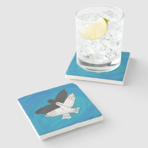 Shadow Eagle On Blue Stone Coaster