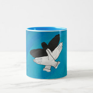 Shadow Eagle On Blue Two-Tone Coffee Mug