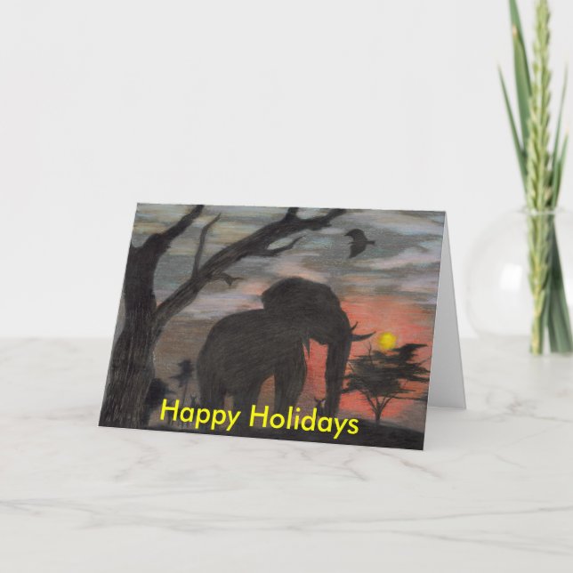Shadow Elephant Christmas Card (Front)