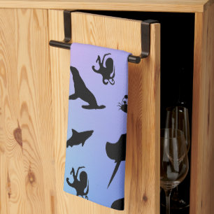 shadow fish shark sea crab gradient galaxy ocean  tea towel