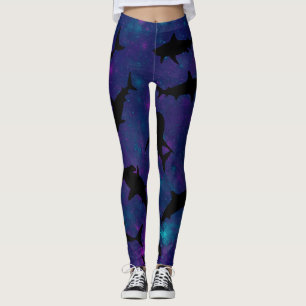 Shadow fish shark whale gradient colourful galaxy leggings