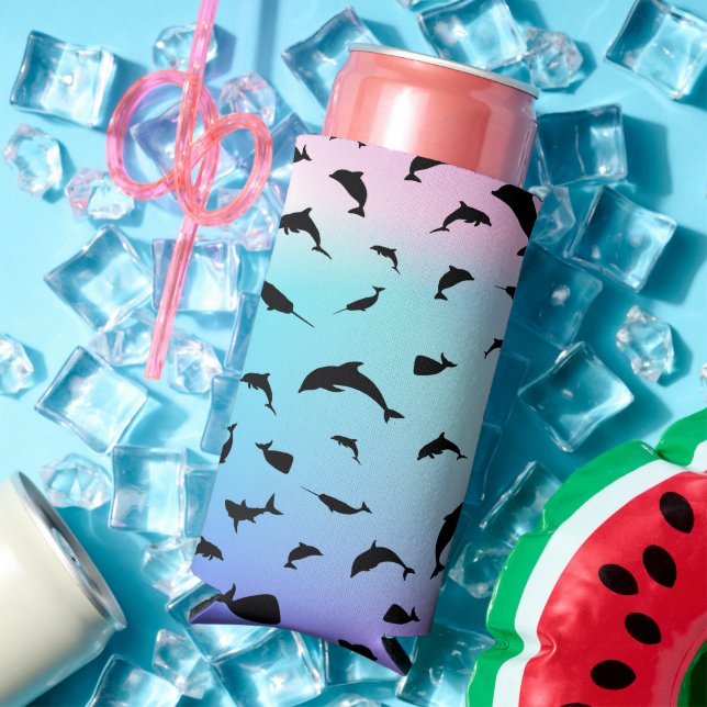 Shadow fish shark whale gradient colourful galaxy seltzer can cooler (In Situ Summer)