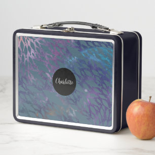 shadow Fish shark Whale on gradient galaxy B2S Metal Lunch Box
