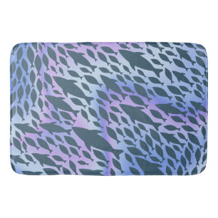Shadow fish shark whale on gradient galaxy bath mat