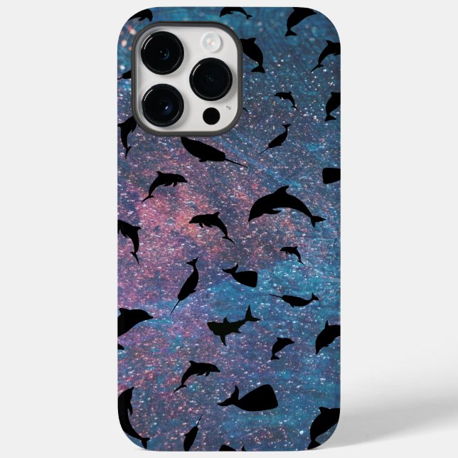 shadow fish shark whale on gradient galaxy Case-Mate iPhone case (Back)