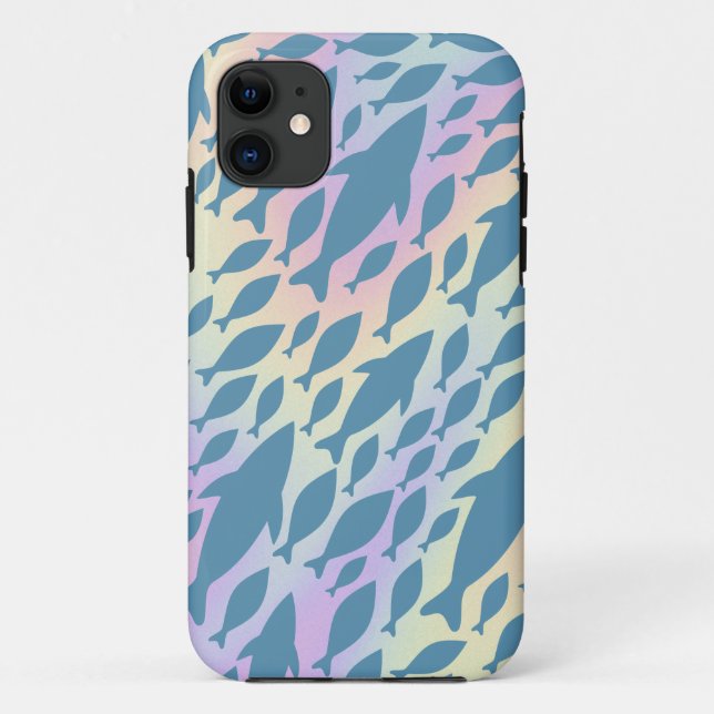 Shadow Fish Shark Whale on gradient galaxy Case-Mate iPhone Case (Back)