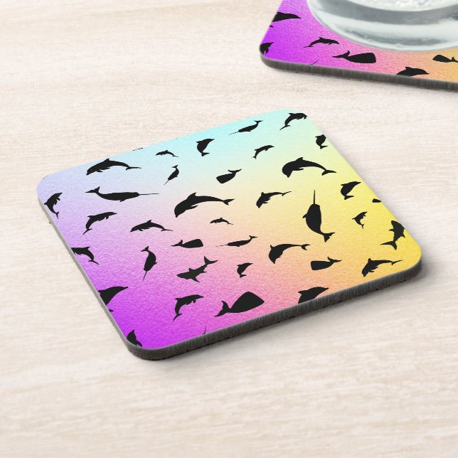shadow fish shark whale on gradient galaxy coaster (Left Side)