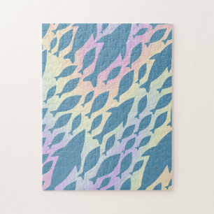 Shadow Fish Shark Whale on gradient galaxy Jigsaw Puzzle