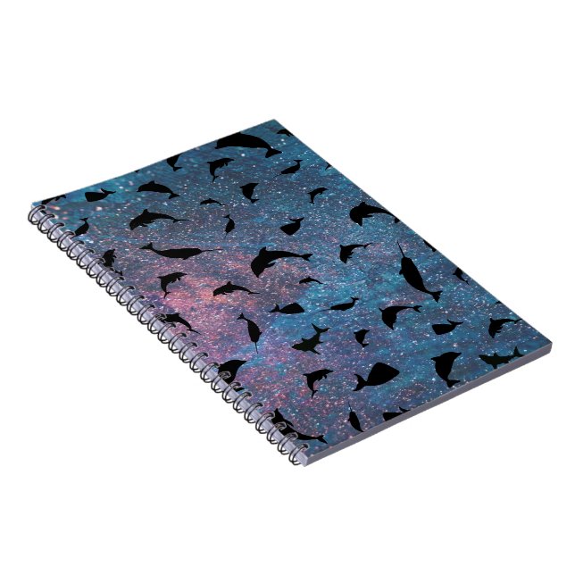 shadow fish shark whale on gradient galaxy notebook (Right Side)