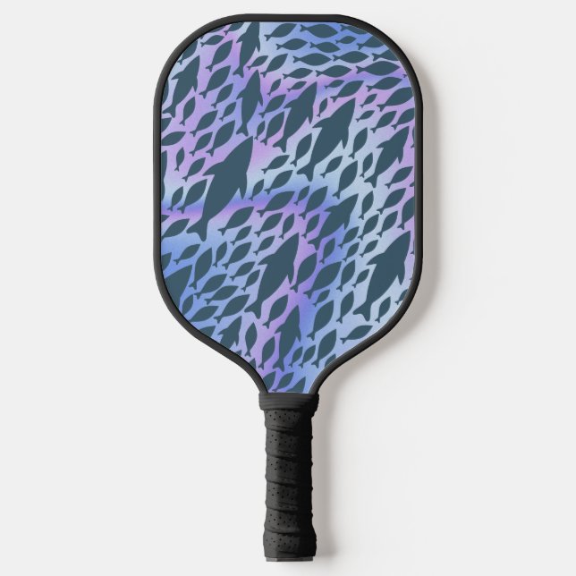 Shadow Fish Shark Whale on gradient galaxy Pickleball Paddle (Front)