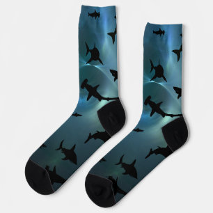 Shadow fish shark whale on gradient galaxy Space Socks