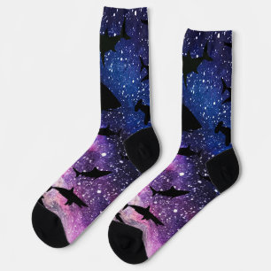 Shadow fish shark whale on gradient galaxy Space Socks